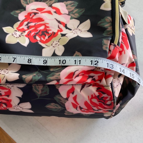 VS NOON Black Floral Backpack with Pink Roses - Picture 12 of 16